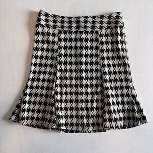 Y2K Skirt Size Small White Black Houndstooth Fit & Flare Catch My I Academia